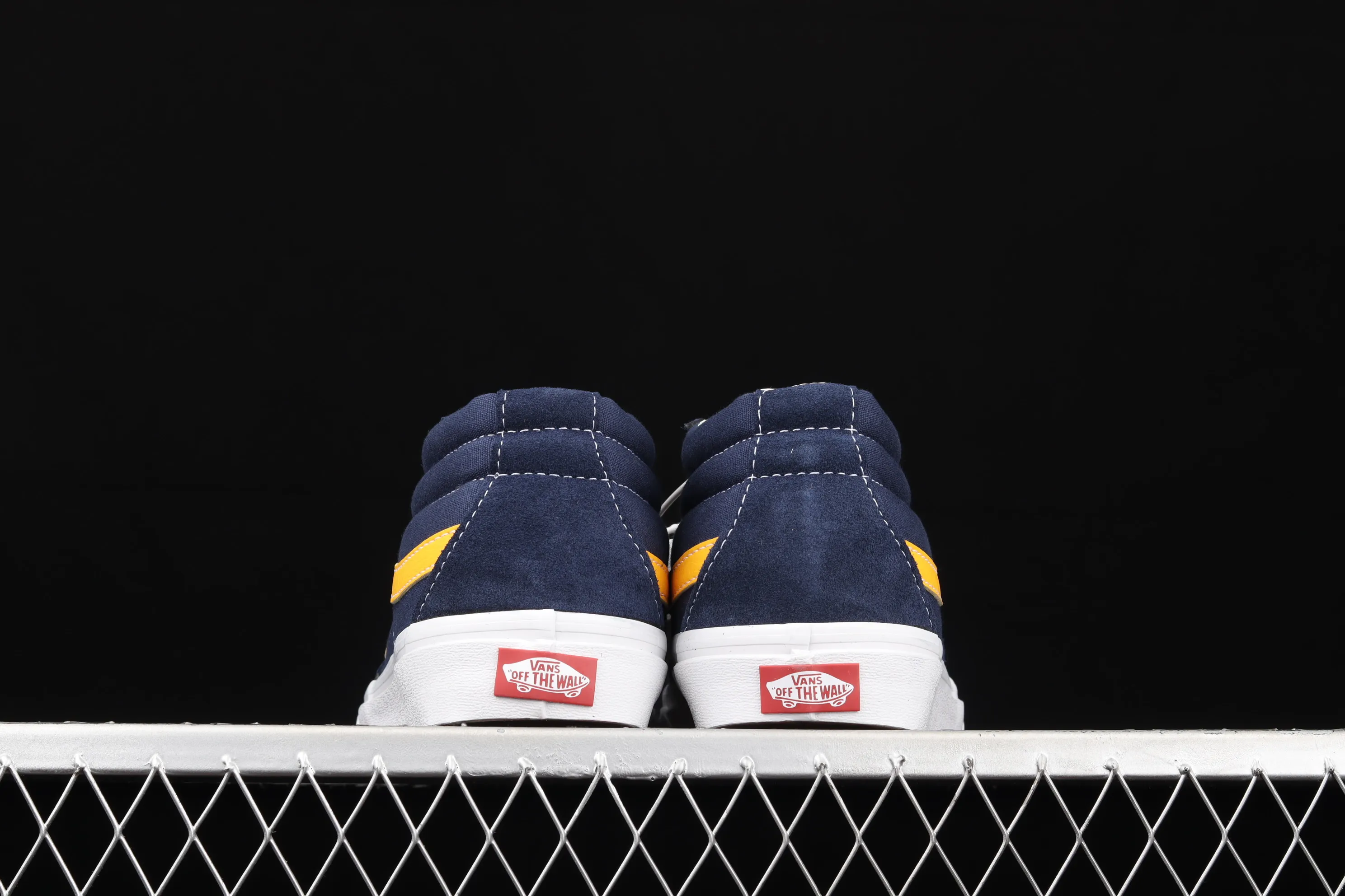 All categories Vans Vans series Vans Mid Vans China Vans Sk8-Mid blue and yellow contrast stitching mid-top retro classic canvas skateboard shoes VN0A3WM34PL
